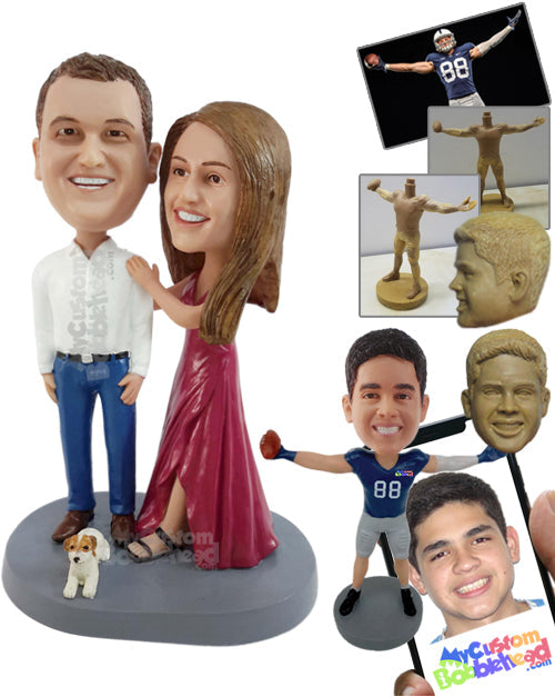 Formally Dressed Couple with the Woman Wearing an Amazing Gown Personalized Bobblehead