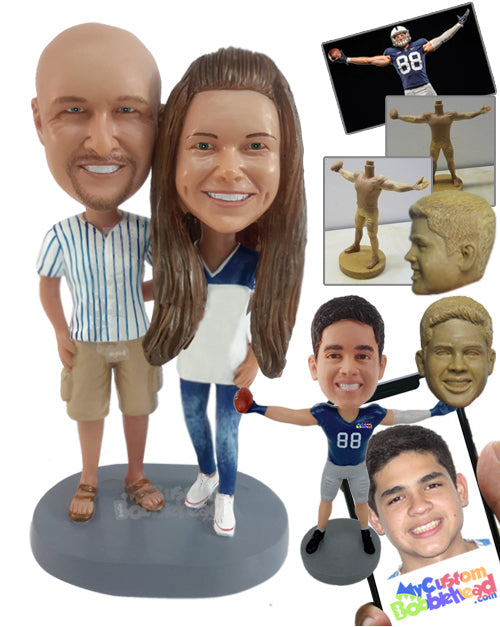 Couple Wearing Similar Jerseys Personalized Bobblehead