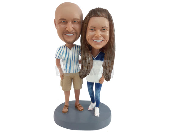 Couple Wearing Similar Jerseys Personalized Bobblehead