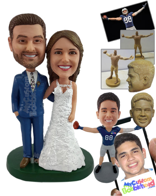 Stylish bride and groom posing elegantly Personalized Bobblehead