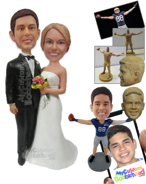 Wedding Couple with Bouquet Personalized Bobblehead