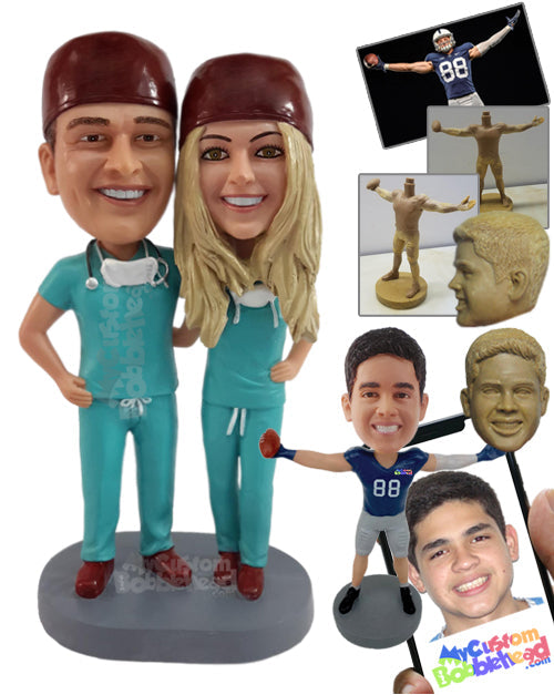 Good-looking Surgical Medical Doctors Ready to Tend the Wounded Personalized Bobblehead