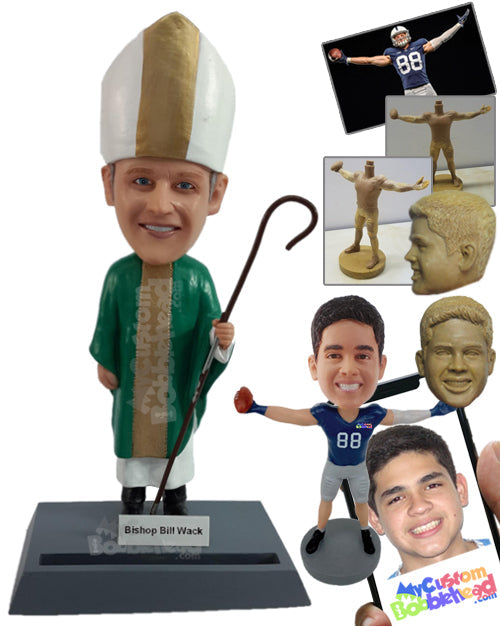 High religious priest preaching the ways to salvation with a business card holder Personalized Bobblehead