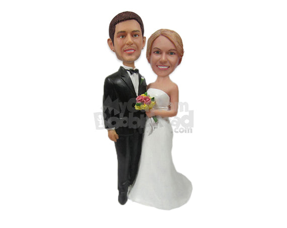 Wedding Couple with Bouquet Personalized Bobblehead