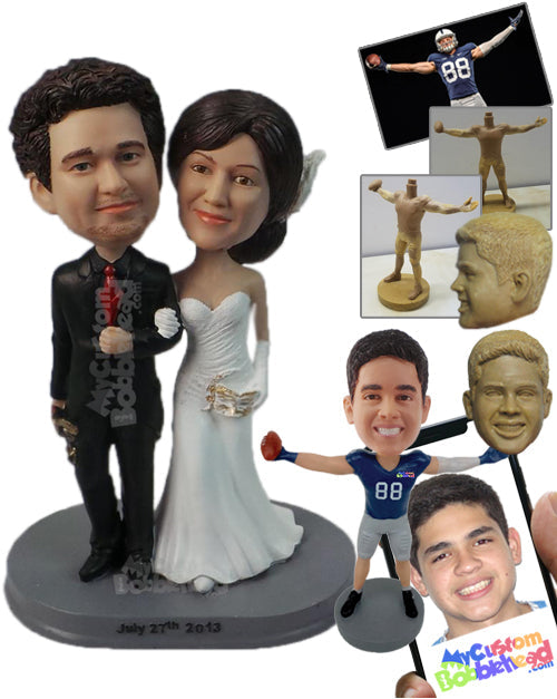 Wedding Couple Hoping for Happy Ever After Personalized Bobblehead