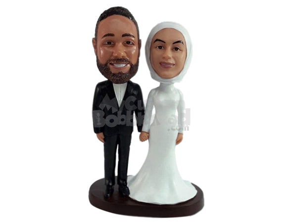 Custom Bobblehead Traditional religious couple wearing a nice long dress  - Wedding & Couples Bride & Groom Personalized Bobblehead & Action Figure