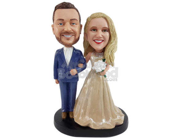 Custom Bobblehead Dream like couple wearing outstanding princess dress and elegant male suit - Wedding & Couples Bride & Groom Personalized Bobblehead & Action Figure