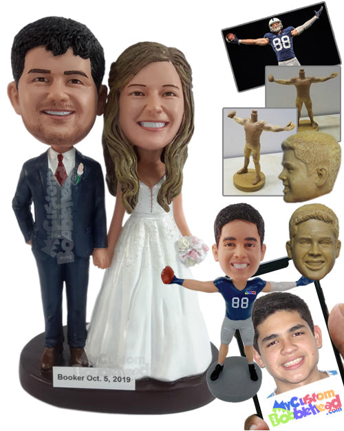 Beautiful Wedding Couple in Nice Attire with Vest and Lapel Personalized Bobblehead