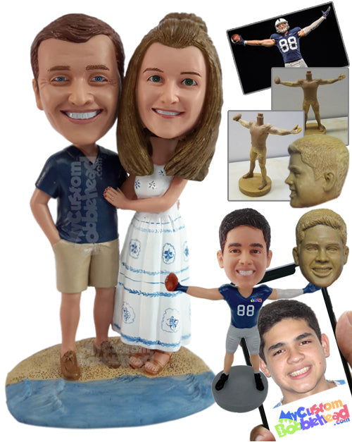 Couple Having a Good Day on the Beach Wearing Nice Summer Clothes Personalized Bobblehead