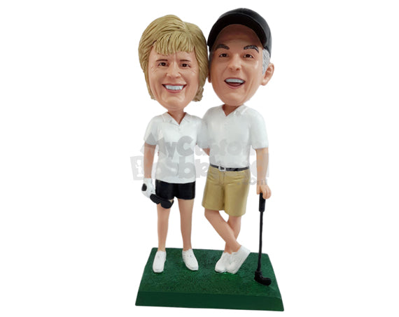 Custom Bobblehead Happy Golfer couple spending playtime together - Wedding & Couples Couple Personalized Bobblehead & Action Figure