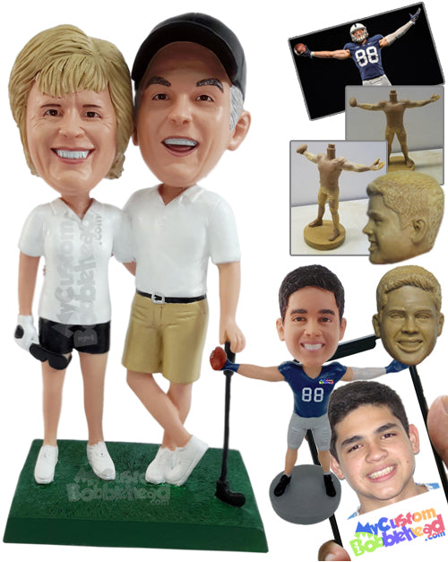 Happy Golfer Couple Spending Playtime Together Personalized Bobblehead