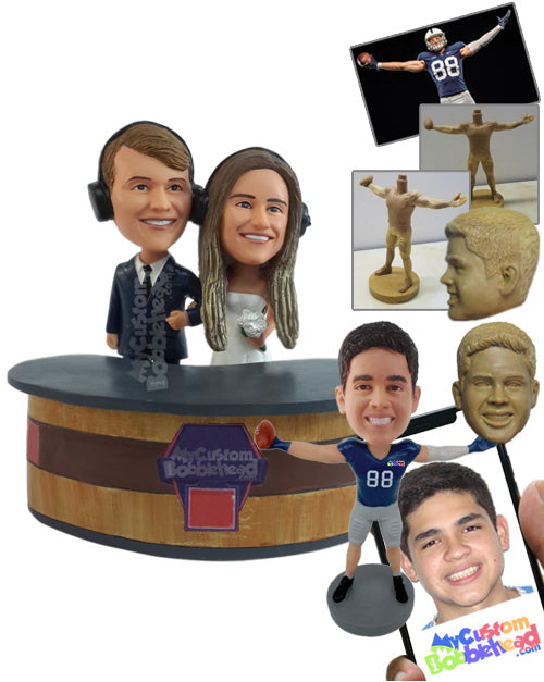 Reporter couple marrying on a live stream during the season's game Personalized Bobblehead