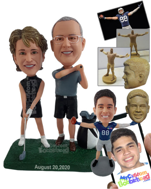 Vigorous couple playing golf on a hot day Personalized Bobblehead