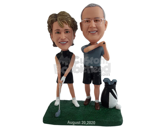 Vigorous couple playing golf on a hot day Personalized Bobblehead