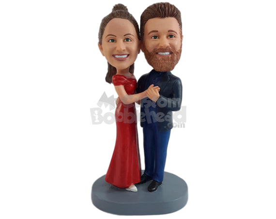 Custom Bobblehead Very attractive dance couple wearing gorgeous outfit ready for a great night out - Wedding & Couples Couple Personalized Bobblehead & Action Figure