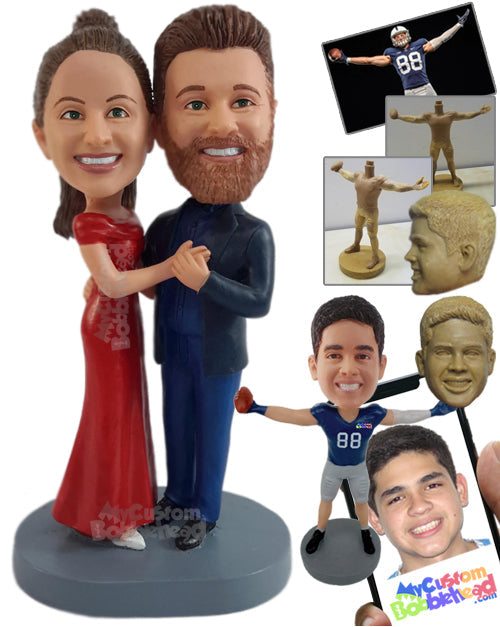 Very attractive dance couple wearing gorgeous outfit ready for a great night out Personalized Bobblehead