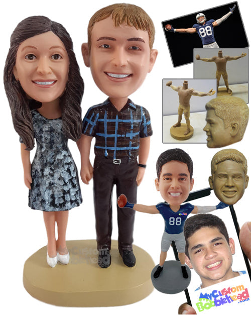 Graceful Couple Holding Hands, Wearing a Nice Dress and Heels Personalized Bobblehead