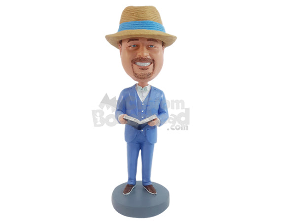 Custom Bobblehead Trendy looking officiant wearing nice colorfull suit - Wedding & Couples Priests & Officiants Personalized Bobblehead & Action Figure