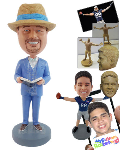 Trendy looking officiant wearing nice colorfull suit Personalized Bobblehead