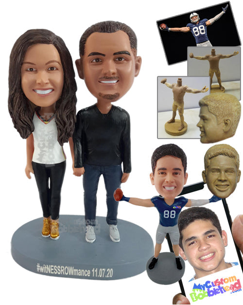 Casual Sports Fan Couple Holding Hands Wearing Shiny Cool Shoes Personalized Bobblehead