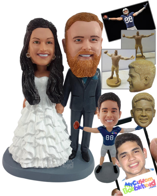 Dashing Couple Wearing a Gorgeous Dress Holding Hands Personalized Bobblehead