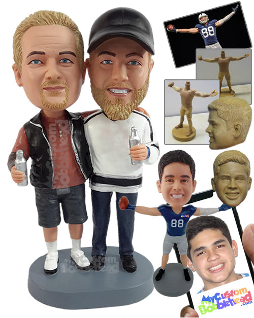 Buddies Having a Beer Watching a Hockey Game Personalized Bobblehead