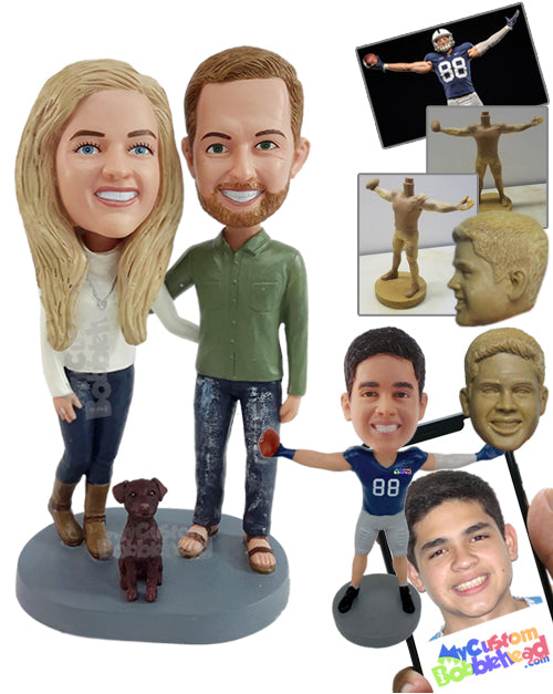 Attractive Couple Wearing High Neck Sweatshirt with Boots and Male on Sandals Personalized Bobblehead