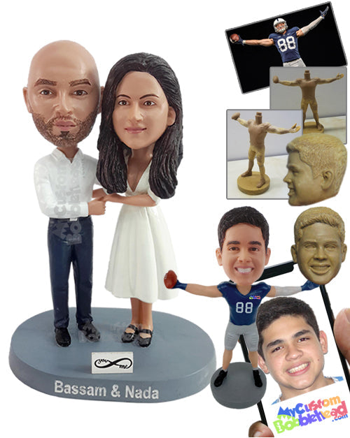 Handsome Couple Holding Hands, Showing Their Love to Each Other Personalized Bobblehead