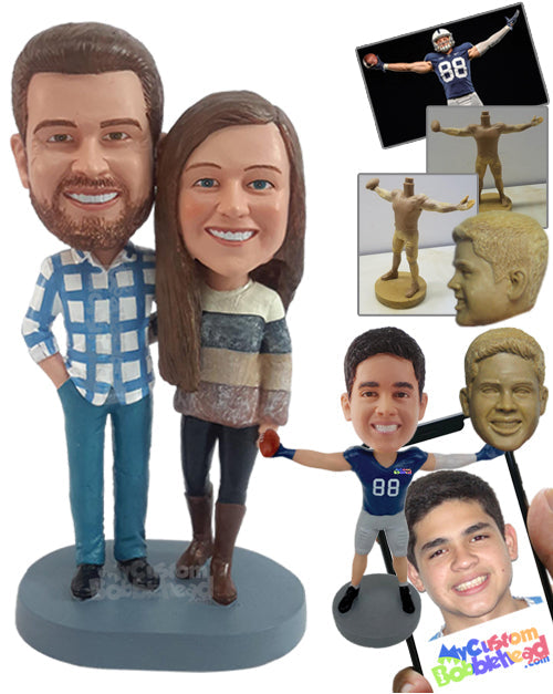 Nice couple wearing trendy outfits and nice boots Personalized Bobblehead