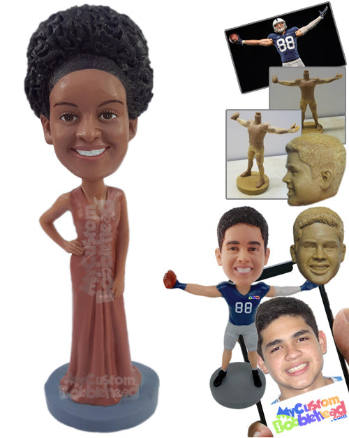 Good-looking Bridesmaid in an Awesome Dress with One Hand on the Hip Personalized Bobblehead