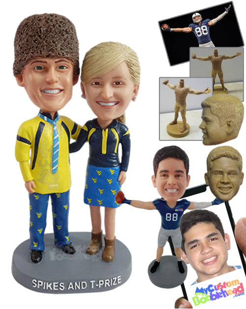 Funny-looking Couple Wearing Extravagant Colorful Clothes Personalized Bobblehead