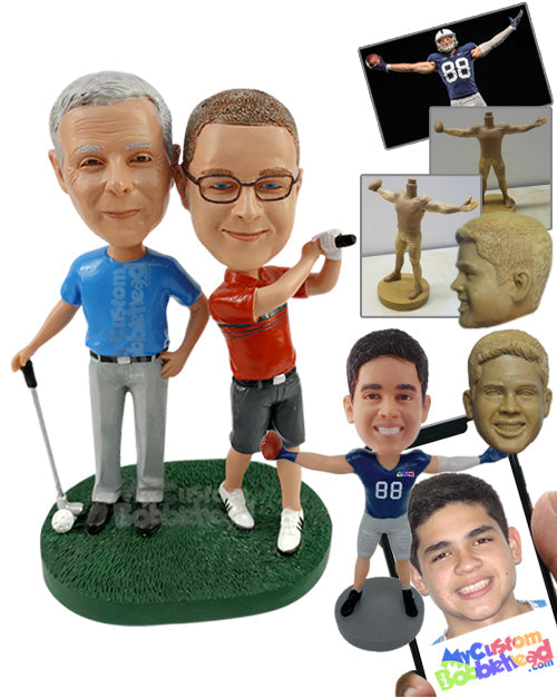 Father and Son Golf Players Having a Good Time Together Personalized Bobblehead