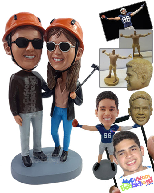 Miners couple ready to dig up some gold, wearing elegant clothes Personalized Bobblehead