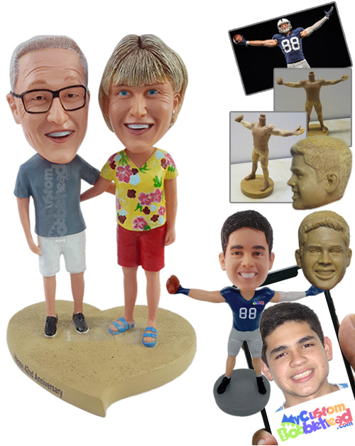 Old happy couple spending vacation time on the beach on a hot day Personalized Bobblehead