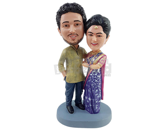 Custom Bobblehead Young dashing traditional couple wearing beautifull clothe - Wedding & Couples Bride & Groom Personalized Bobblehead & Action Figure