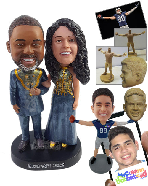 Gorgeous Couple Wearing Extravagant Wedding Clothes Personalized Bobblehead