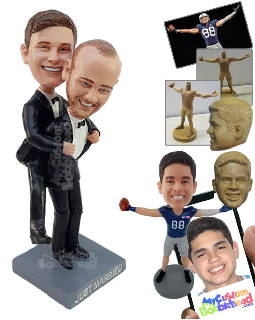 Delighted Couple Holding Hands Wearing Nice Casual Outfit Personalized Bobblehead