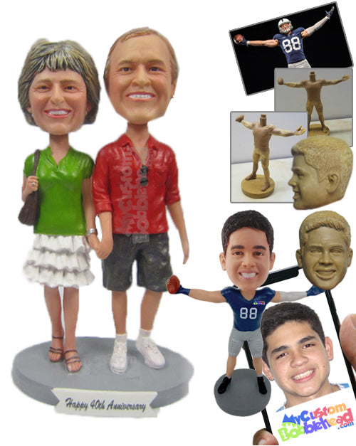 Holiday Couple Wearing Trendy Casual Clothes Personalized Bobblehead