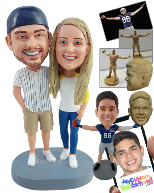 Cheerful Couple in Jerseys and Cool Shoes Personalized Bobblehead