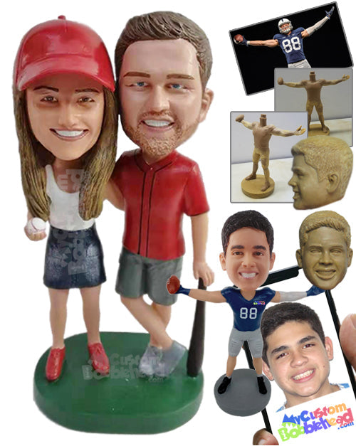 Number one baseball fans with a baseball in one hand, the baseball bat in the other Personalized Bobblehead