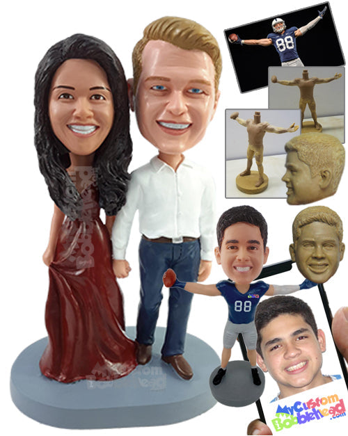 Stylish couple wearing nice modern dress and nice shirt and pants Personalized Bobblehead