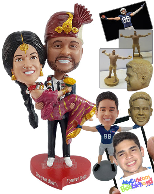 Customary Couple Wearing Traditional Wedding Clothes Personalized Bobblehead