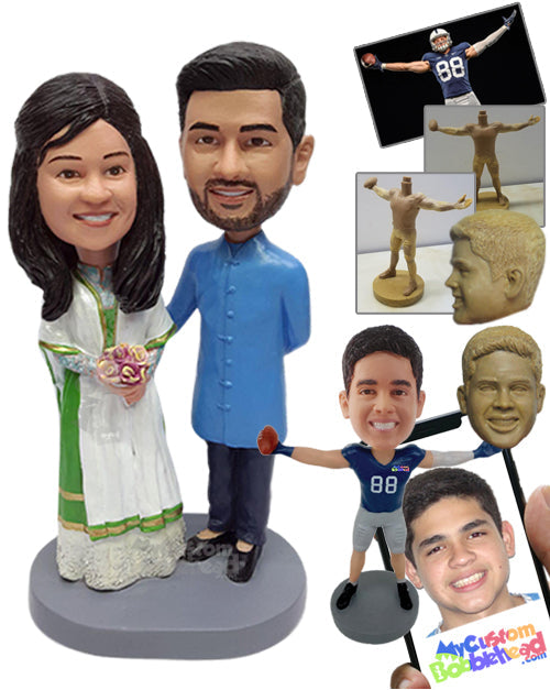 Important decisive traditional couple ready to say their vows to each other Personalized Bobblehead