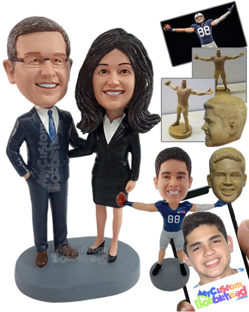 Business Couple Wearing Elegant Suits Ready to Work Personalized Bobblehead