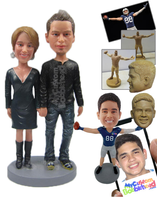 Cool Couple in Stylish Casual Outfit Personalized Bobblehead