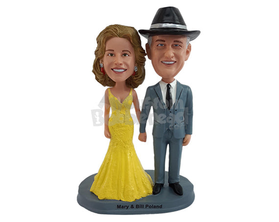 Custom Bobblehead Elegant Vintage couple wearing elegant old clothing style and dress - Wedding & Couples Couple Personalized Bobblehead & Action Figure