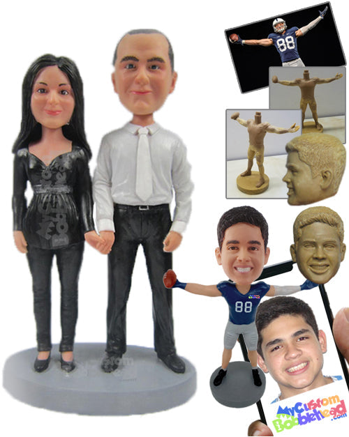 Couple Holding Hands Wearing Classy Formal Attire Personalized Bobblehead