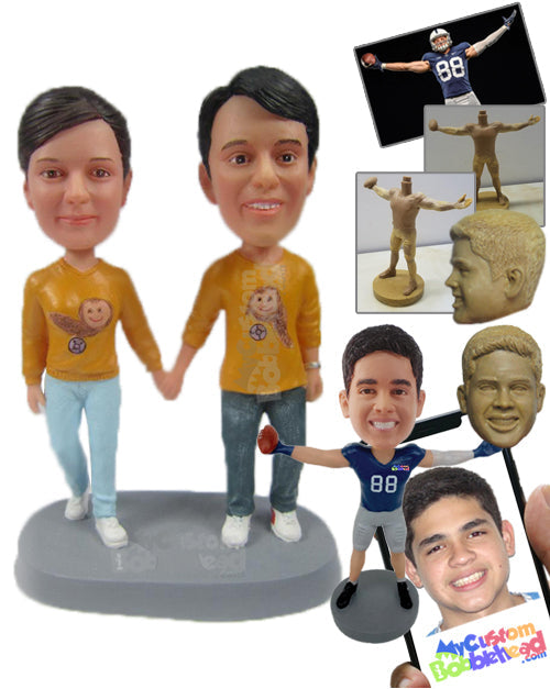 Couple in Casual Matching Outfits Personalized Bobblehead