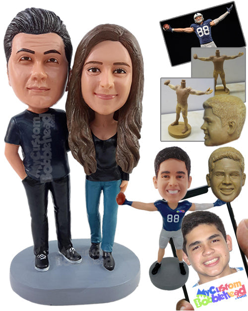 Young gorgeous couple wearing t-shirts and pants having a nice day Personalized Bobblehead