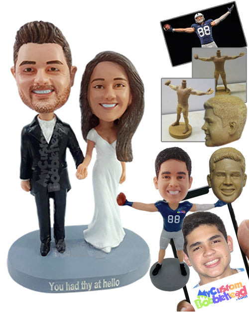 Lovely Wedding Couple in Gorgeous Outfits Personalized Bobblehead